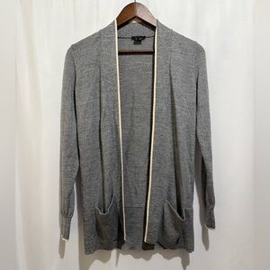 Theory Wool Open Front Gray Cardigan Sweater 100% Merino‎ Small Petite